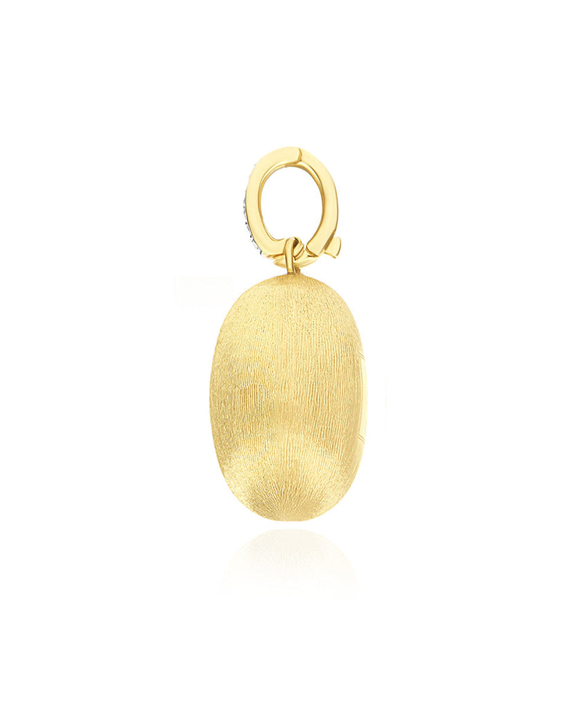 Charm "Boules" in oro inciso e diamanti (grande)