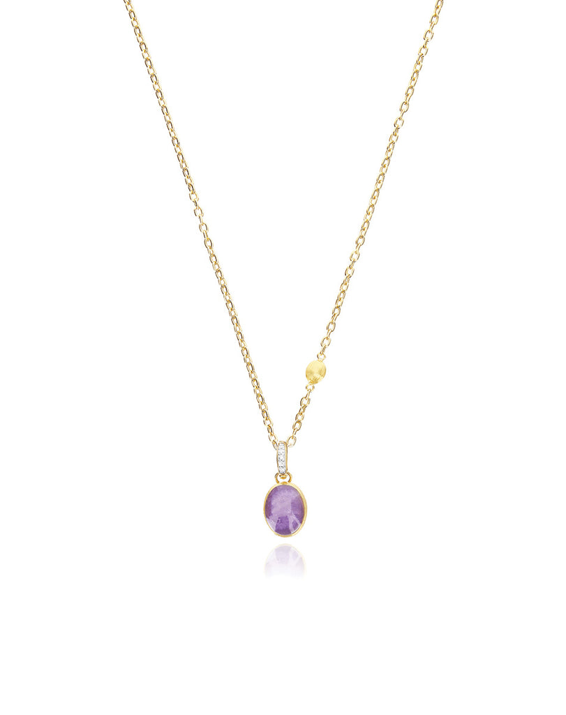 Charm Violetta "Boules" in oro inciso, diamanti, lepidolite e madreperla (piccolo)