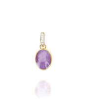 Carica l&#39;immagine nel visualizzatore di Gallery, Charm Violetta &quot;Boules&quot; in oro inciso, diamanti, lepidolite e madreperla (piccolo)