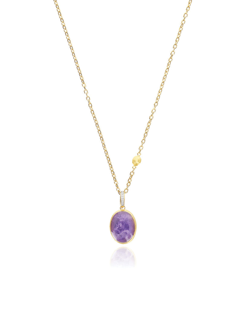 Charm Violetta "Boules" in oro inciso, diamanti, lepidolite e madreperla (medio)