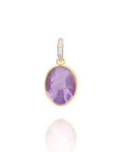 Carica l&#39;immagine nel visualizzatore di Gallery, Charm Violetta &quot;Boules&quot; in oro inciso, diamanti, lepidolite e madreperla (medio)