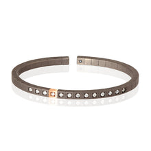 Carica l&#39;immagine nel visualizzatore di Gallery, BRACCIALE UOMO IN TITANIO, ORO ROSSO 9 KT, DIAMANTI WHITE.