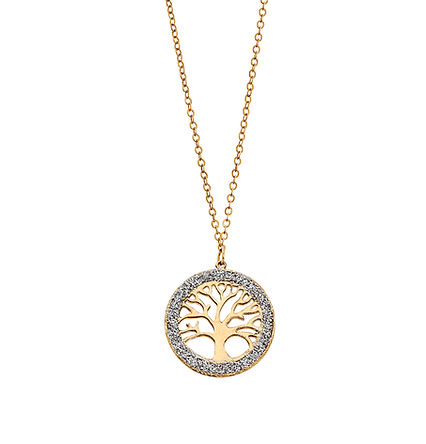 Girocollo in Oro giallo 375‰ con smalto glitter