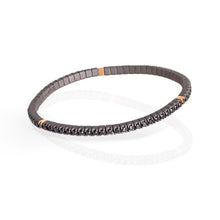 Carica l&#39;immagine nel visualizzatore di Gallery, BRACCIALE TENNIS IN TITANIO, 3 CASTONI IN ORO ROSSO 18 KT E DIAMANTI BLACK