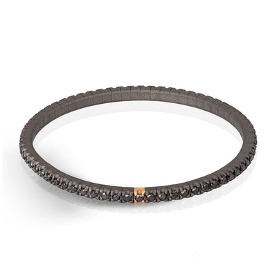 BRACCIALE TENNIS IN TITANIO, ORO ROSSO 18 KT E DIAMANTI BLACK DA 3 PUNTI