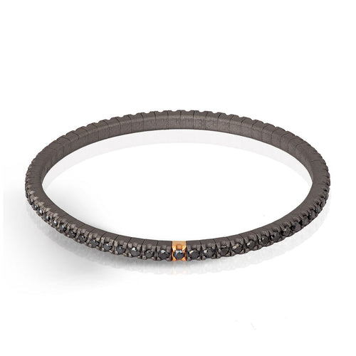 BRACCIALE TENNIS IN TITANIO, ORO ROSSO 18 KT E DIAMANTI BLACK DA 3 PUNTI