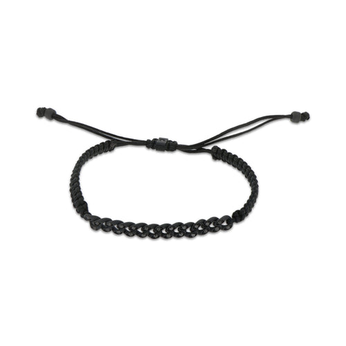 BRACCIALE GROUMETTE NAUTICA MINI IN TITANIO NERO CON DIAMANTI BLACK E LACCIO NERO INTRECCIATO