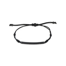 Carica l'immagine nel visualizzatore di Gallery, BRACCIALE BARRETTA IN TITANIO NERO CON DIAMANTI BLACK E LACCETTO NERO