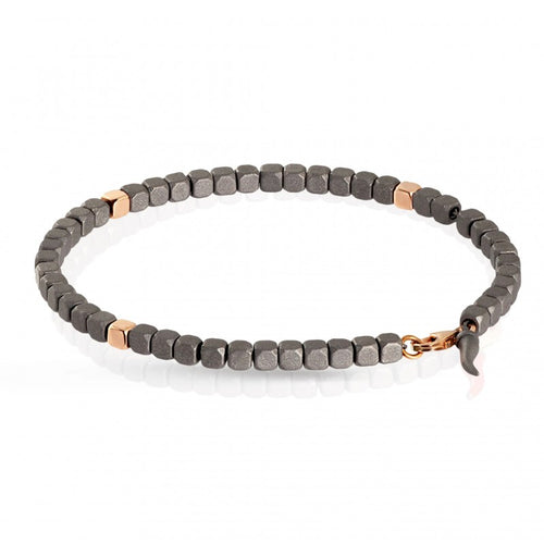 MANO J. BRACCIALE UOMO CON CUBI IN TITANIO E IN ORO ROSSO 9KT