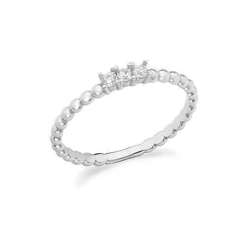 Anello Trilogy in Oro Bianco 375‰ con zirconi