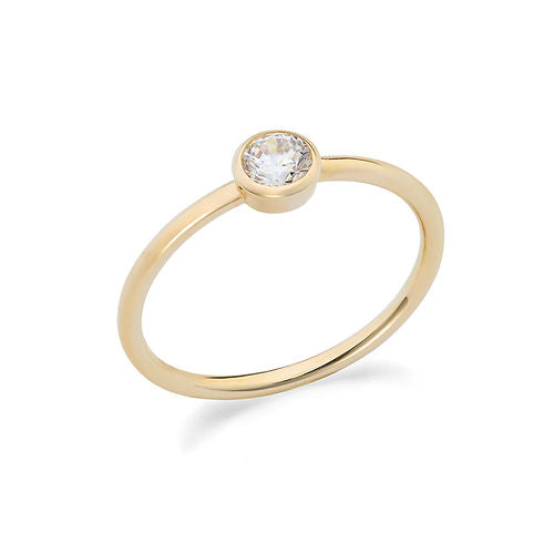 Anello in Oro Giallo 375‰ con zircone bianco
