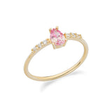 Anello in Oro Giallo 375‰ con zirconi bianchi e rosa taglio goccia