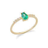 Anello in Oro Giallo 375‰ con zirconi bianchi e verde taglio goccia