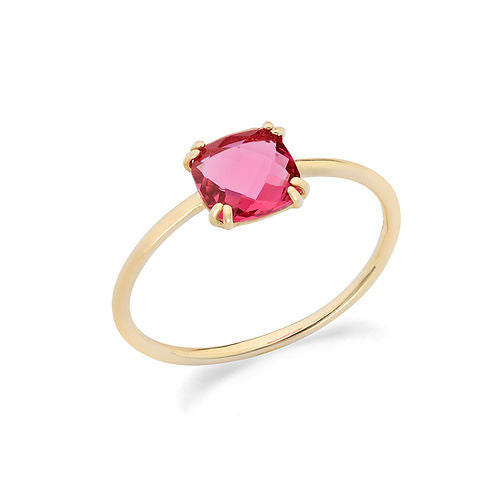 Anello in Oro Giallo 375‰ con cristallo rosa
