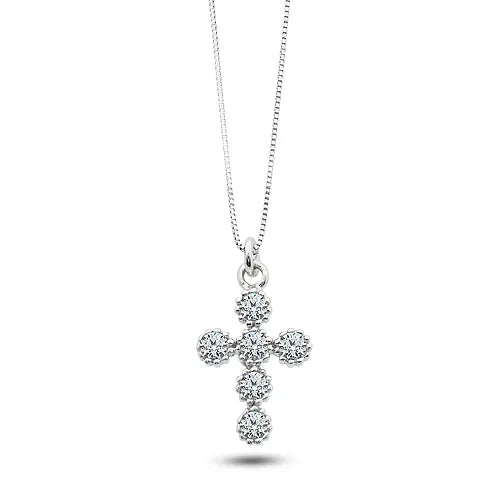 Girocollo Croce in Oro e Zirconi Bianchi 13 mm