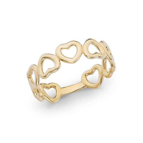 Anello in Oro Giallo 375% con cuori