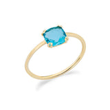 Anello in Oro giallo 375‰ con cristallo topazio azzurro