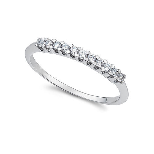 Anello Fedina in Oro Bianco 750% e Zirconi Bianchi