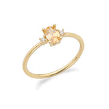 Anello in Oro Giallo 375‰ con zirconi bianchi e giallo taglio ovale