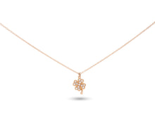 Carica l&#39;immagine nel visualizzatore di Gallery, Collana oro rosa 18kt “quadrifoglio” &amp; diamanti bianchi