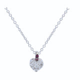 Collana oro bianco 18kt “toppa cuore” & dia bianchi e contromaglia rubini