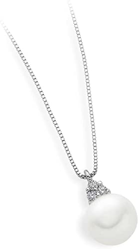 Collana da Donna Ambrosia Gioielli in Oro Perla e Zirconi